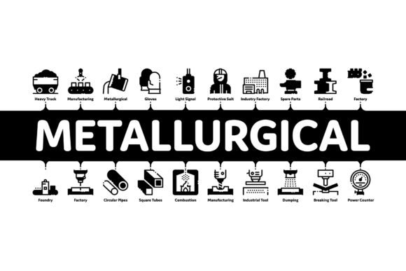 Metallurgical Minimal Infographic Banner: Visualizing Heavy Industry with Clean Design