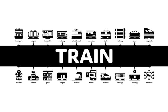 Train Rail Transport Minimal Infographic Design